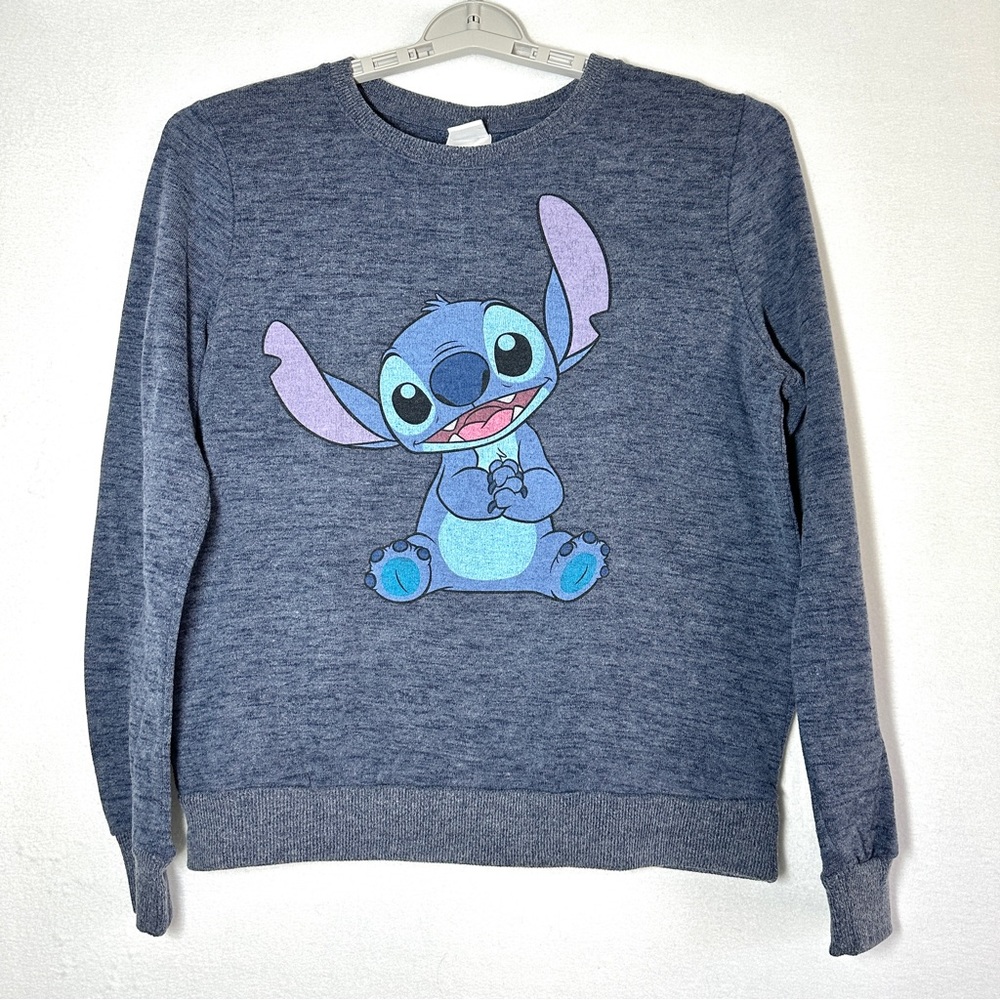 Disney Stitch Pullover Sweatshirt L Soft Crew Neck Long Sleeve Screen Graphic